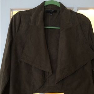 Romeo & Juliet dark taupe suede waterfall jacket